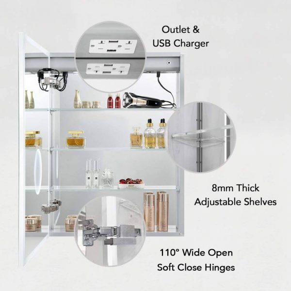 Kouv LED Medicine Cabinet with Clock