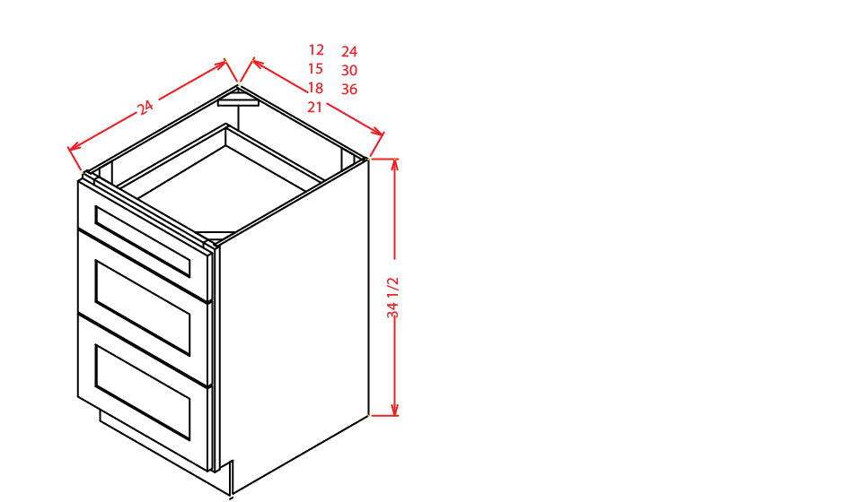 Base Cabinet with 3 Drawers