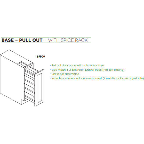 Base Cabinet 9 Inch Spice Rack Pull Out Tray