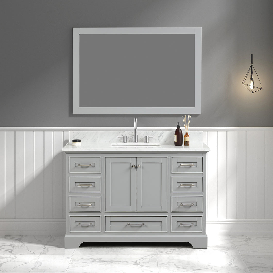 Grey Copenhagen 48 Inch Complete Set with Mirror and Counter + knobs  + faucet