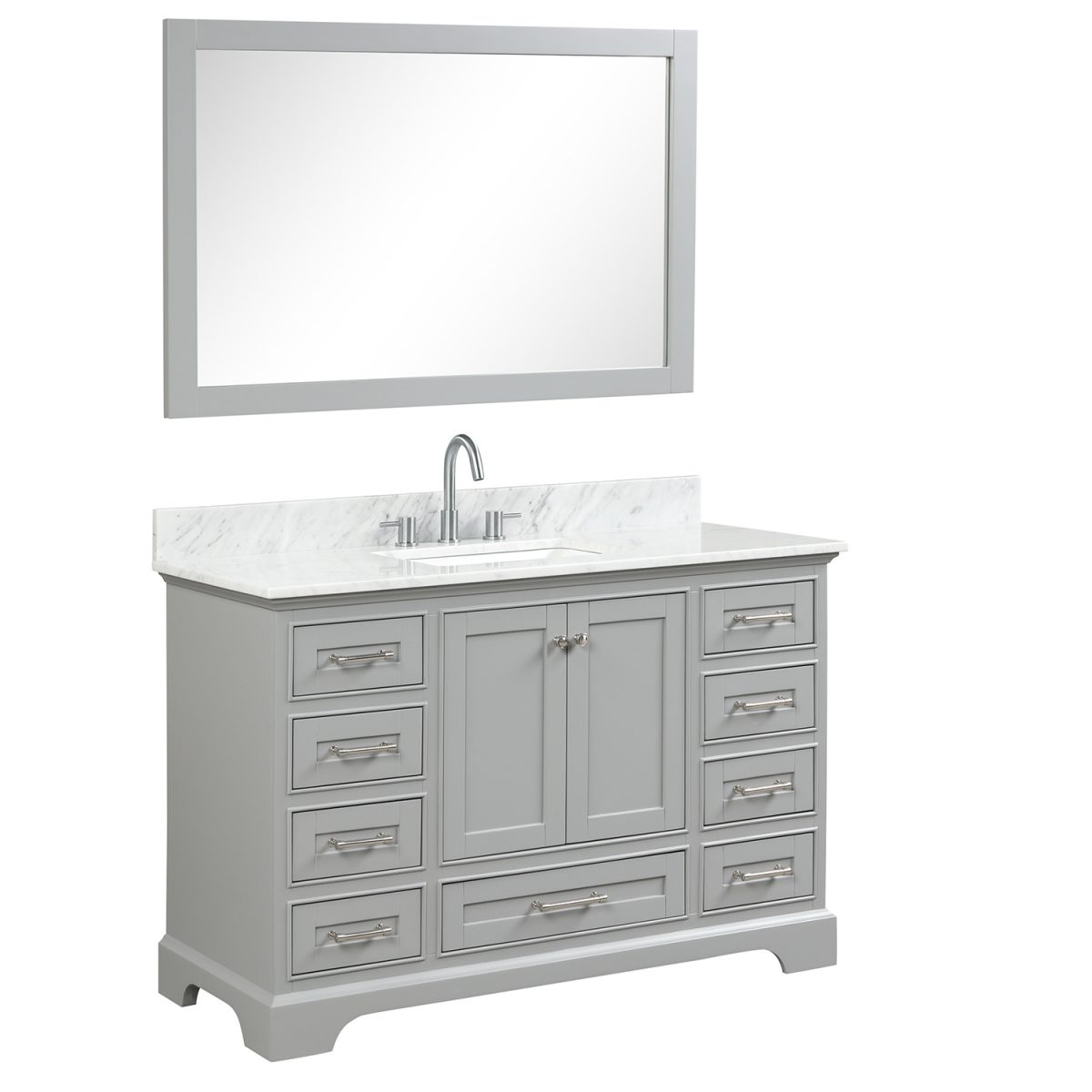 Grey Copenhagen 48 Inch Complete Set with Mirror and Counter + knobs  + faucet