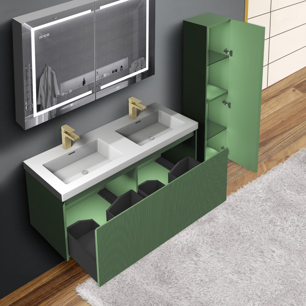 Hotel Style Bathroom Vanity Set with Storage Double Sink and LED Med Cab